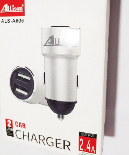 شارژر فندکی آلیسون مدل ALS‑A606 – دو پورت USB فست شارژ با بدنه فلزی مقاوم