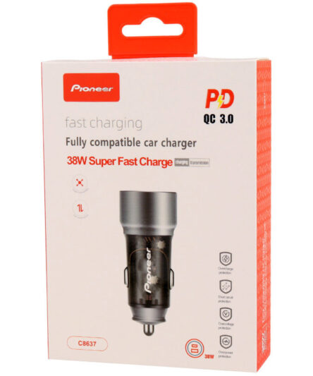 فندکی پایونیر مدل C8637 بدنه فلزی سوپر فست 38W